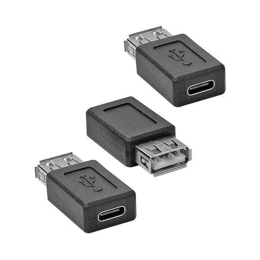 rgzhihuifz USB 2.0 C Female to Type-A Female Adapter, USB 2.0 Converter, 3-Pack, Black, 17x10mm