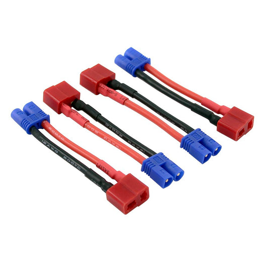 OliRC 4pcs EC2 Male to T-Plug Style Female Connector Adapter with 5cm 2in 16awg Wire(C36-4)