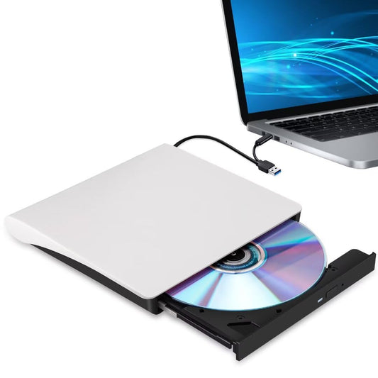 Hcsunfly External CD/DVD Drive for Laptop, Type-C CD/DVD Player USB 3.0 Portable Burner Writer Reader Compatible with Mac MacBook Pro/Air iMac Desktop