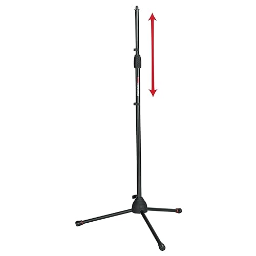 Gator Frameworks Standard Tripod Microphone Stand with Adjustable Height and Both 3/8" and 5/8" Adapters (GFW-MIC-2000)