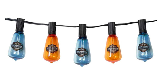 Harley-Davidson Vivid Bar & Shield LED String Party Lights, Orange & Blue