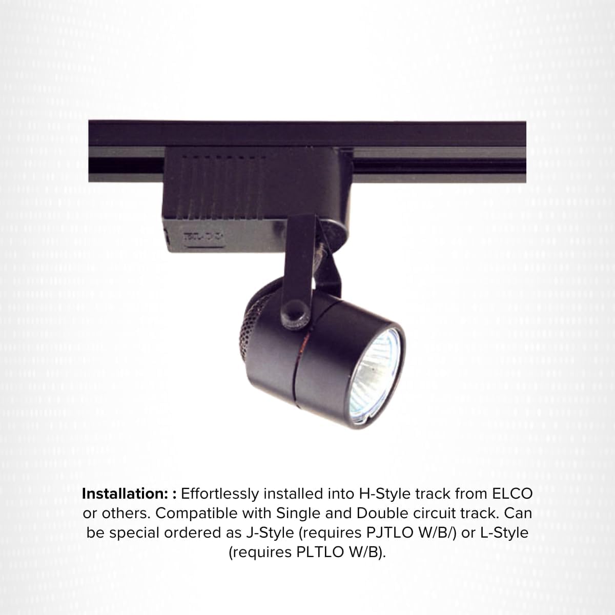 ELCO Lighting Low Voltage MR16 Cylinder Track Light 50W Electronic Transformer Adjustable Dimmable Ceiling Fixture H-Track Compatible Black