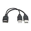 chenyang USB 2.0 Y Splitter Cable USB 2.0 Female to Male Data Charger Extension Cable with Auxiliary Power Supply Port