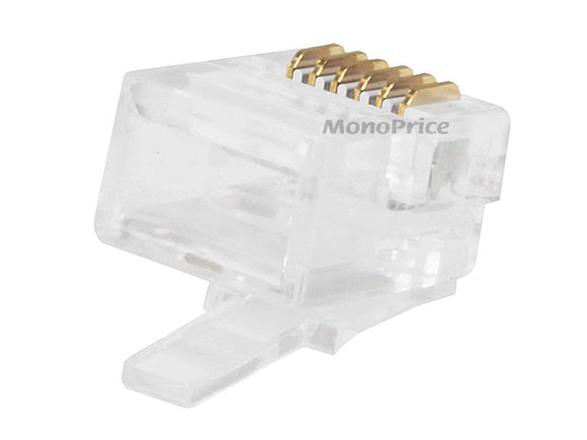 Monoprice RJ12 6P6C Plug Flat Stranded, 50-Piece/Bag (107270)