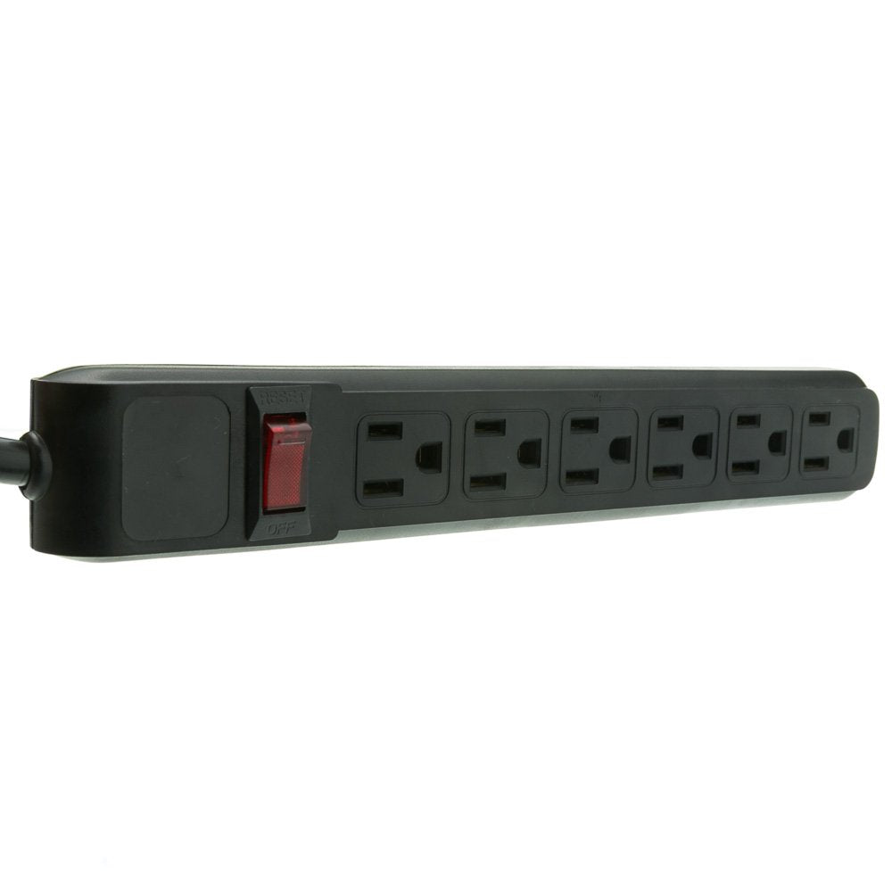6 Outlet Surge Protector 15A 120V with Flat Rotating Plug 4ft Power cord 3 Prong 6 Outlet Power Strip with 4 Feet Power Cable and 360 Degree Rotating