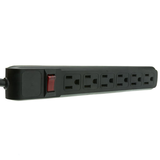 6 Outlet Surge Protector 15A 120V with Flat Rotating Plug 4ft Power cord 3 Prong 6 Outlet Power Strip with 4 Feet Power Cable and 360 Degree Rotating