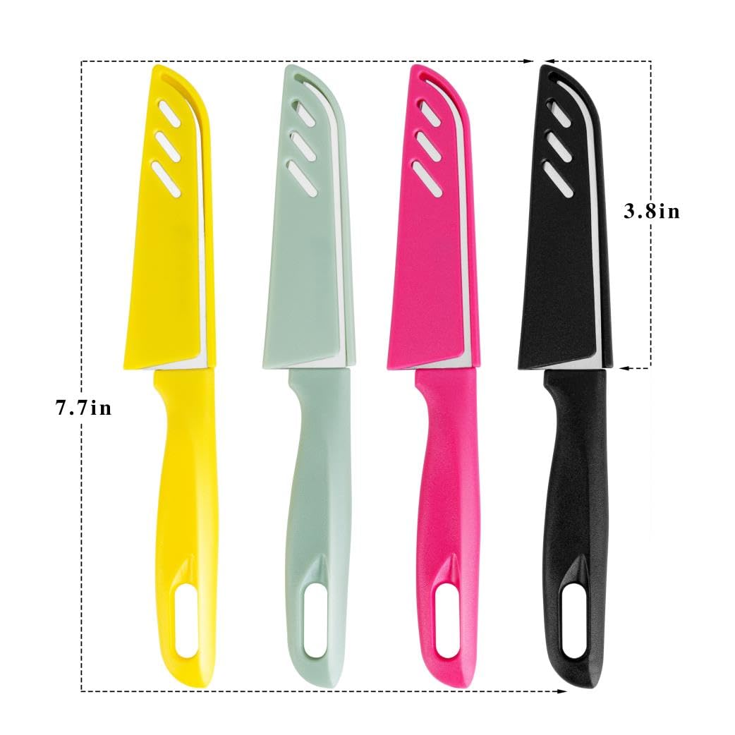 BYkooc 8-Pc Paring Knife Set – 4 Peeling Knives & 4 Sheaths, Ultra-Sharp German Steel Fruit & Veg Knives with Ergonomic Handles