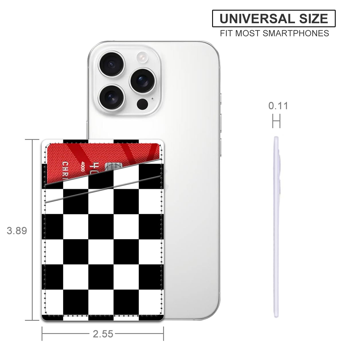 Aeltrp Phone Card Holder, Dual Pocket Leather Phone Wallet Adhesive Stick On, Cute Card Holder, Credit Card Holder for Phone Case Compatible with Most