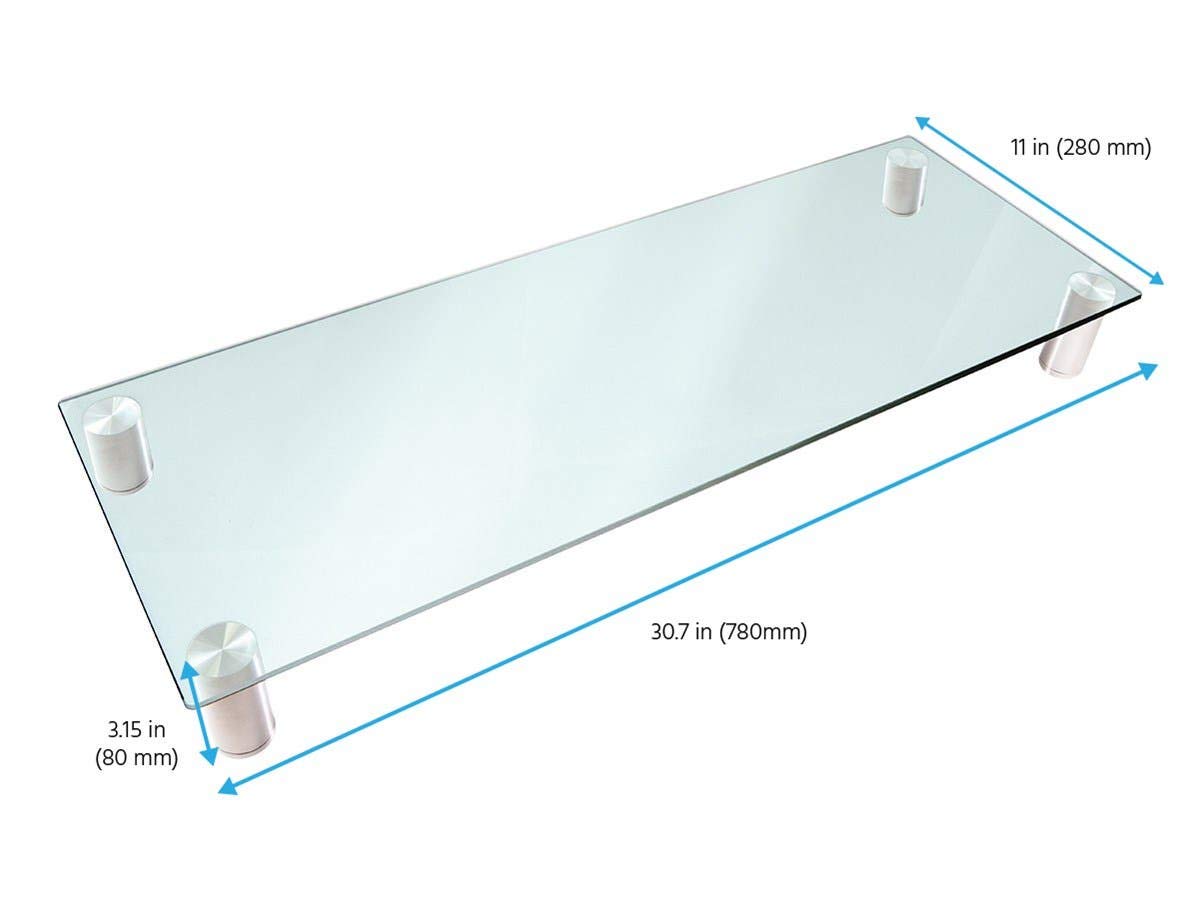 Monoprice 116356 Multimedia Riser Desktop Monitor Stand - Clear Glass, Large 30.8 x 11 Inches - Workstream Collection, 30.8" x 11.0"
