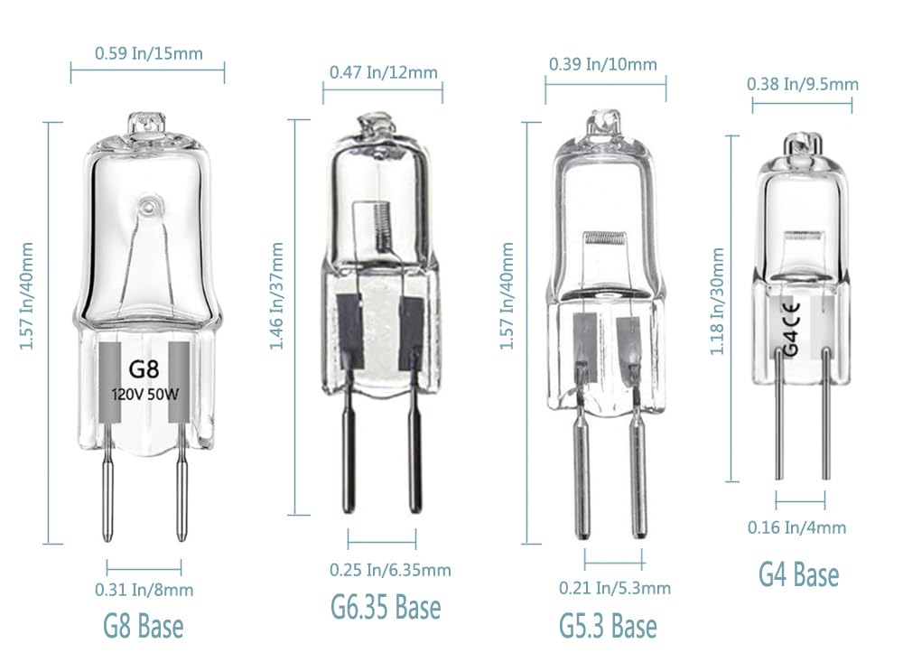 50W Halogen Bulbs G5.3 50 Watt G5.3 12V 50W Halogen Bulbs JC Bi-Pin Base Light 50 Watt 12 Volt Halogen Lamp for Home Lighting,Clear Glass Lens,Warm
