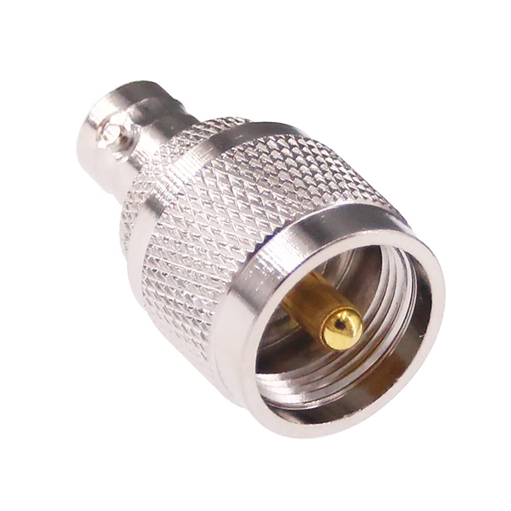 RFaha 2pcs UHF Male PL259 PL-259 to BNC Female RF Coax Adapter UHF to BNC Coaxial Connector(F50-2)