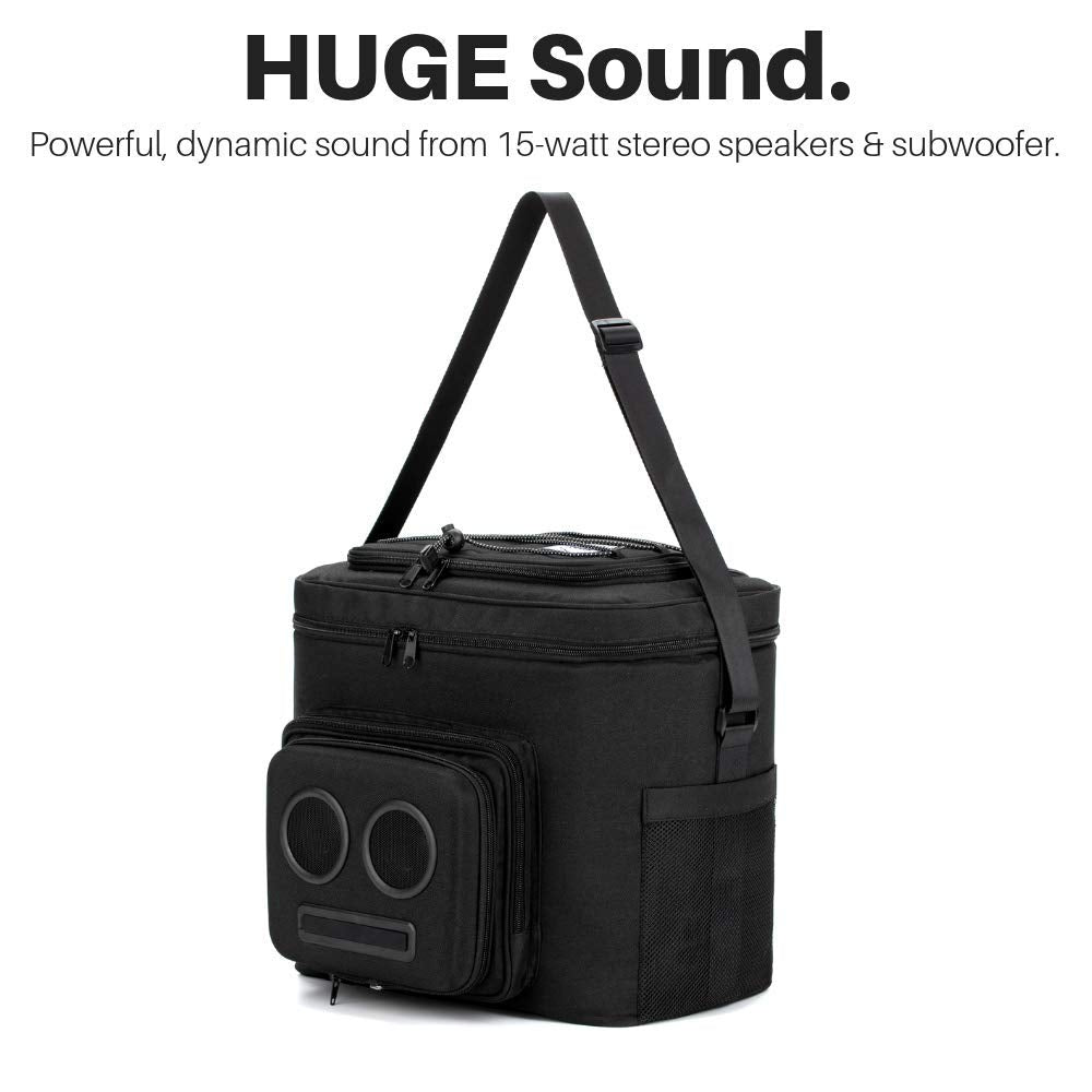 The #1 Cooler with Speakers on Amazon. 20-Watt Bluetooth Speakers for Parties/Festivals/Boat/Beach. Rechargeable, Works with iPhone & Android (Black)
