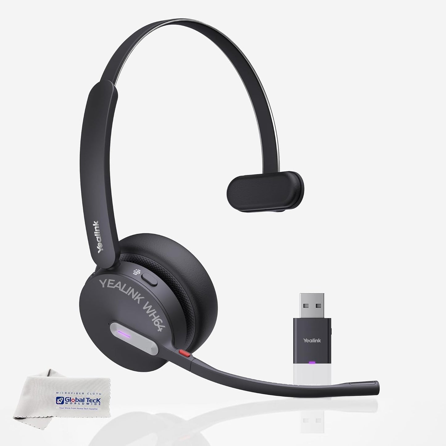 Yealink WH64 Hybrid Wireless Headphones DECT & Bluetooth Mono MS, Teams Certified, For PC, Laptop & Mobile, USB-C Dongle, 150m Range, 32H Talk Time…
