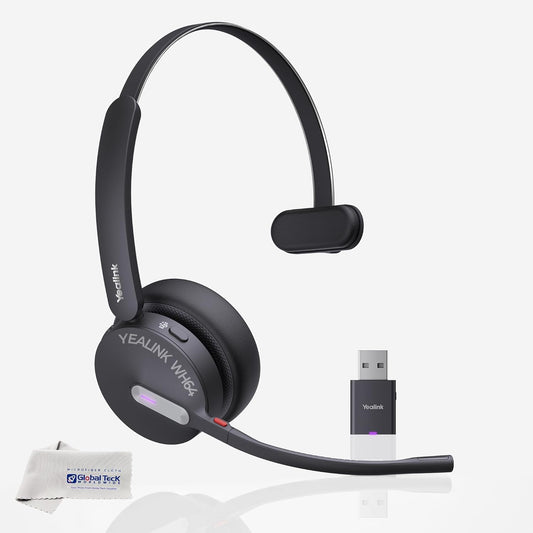 Yealink WH64 Hybrid Wireless Headphones DECT & Bluetooth Mono MS, Teams Certified, For PC, Laptop & Mobile, USB-C Dongle, 150m Range, 32H Talk Time…