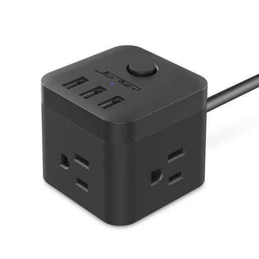 Power Strip with USB, Outlet Strip JSVER USB Power Strip, Power Strips 3 USB Ports 3 Outlets, 4.92ft Power Extension Cord for iPhone Xs/XR/X/8