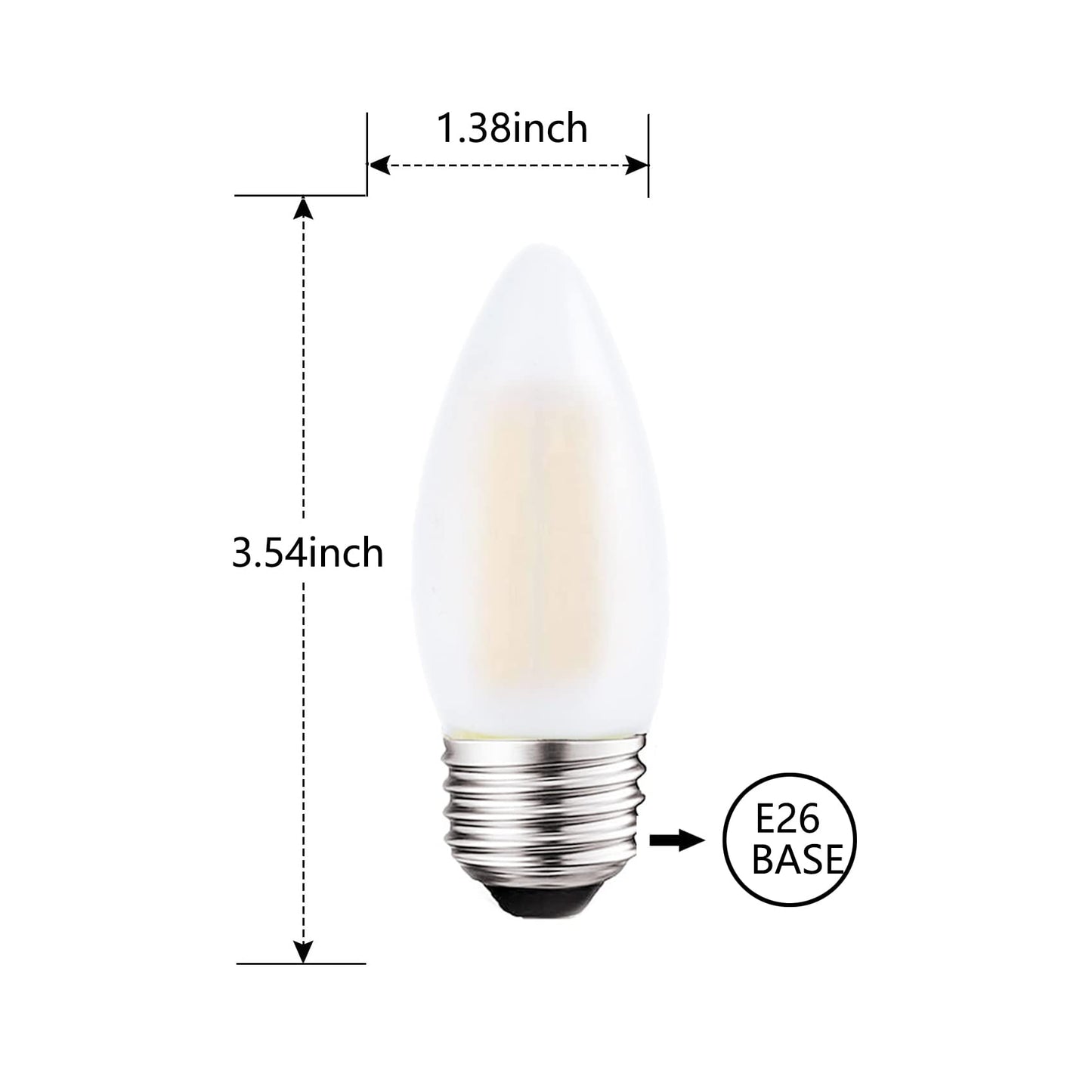 Sunaiony E26 Candelabra Bulb 60W Equivalent Dimmable Chandelier Light Bulbs