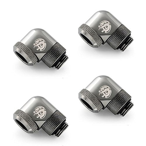Bitspower G1/4" to Enhance Multi-Link Adapter Fitting for 12mm OD Rigid Tubing, 90 Degree Rotary, Black Sparkle, 4-Pack