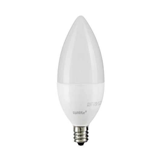 Sunlite LED B11 Frosted Torpedo Tip Chandelier Light Bulb, 7 Watts (60W Equivalent) 500 Lumens, Candelabra E12 Base, Dimmable, ETL Certified, 5000K