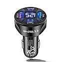 Alanph Multi Port USB C Car Phone Charger Adapter with Voltmeter, 4 in 1 100W Fast Charging Cigarette Lighter USB Charge for iPhone 16 15 14 13 12 11
