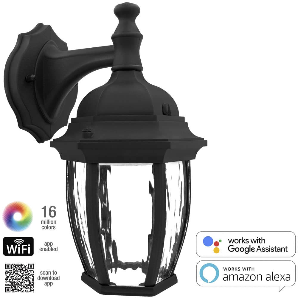 Maxxima Luvoni WiFi LED Outdoor Wall Light, 850 Lumens, CCT 2700K-6500K