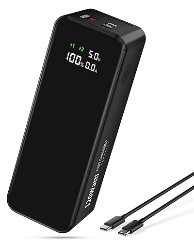 WOXABHSL 27000mAh 120W Fast Charging Power Bank, High Capacity 3-Port Laptop Portable Charger with Smart Display, Compatible with iPhone 16/15/14