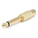 Monoprice Metal 1/4in (6.35mm) TS Mono Plug to RCA Jack Adapter - Gold Plated