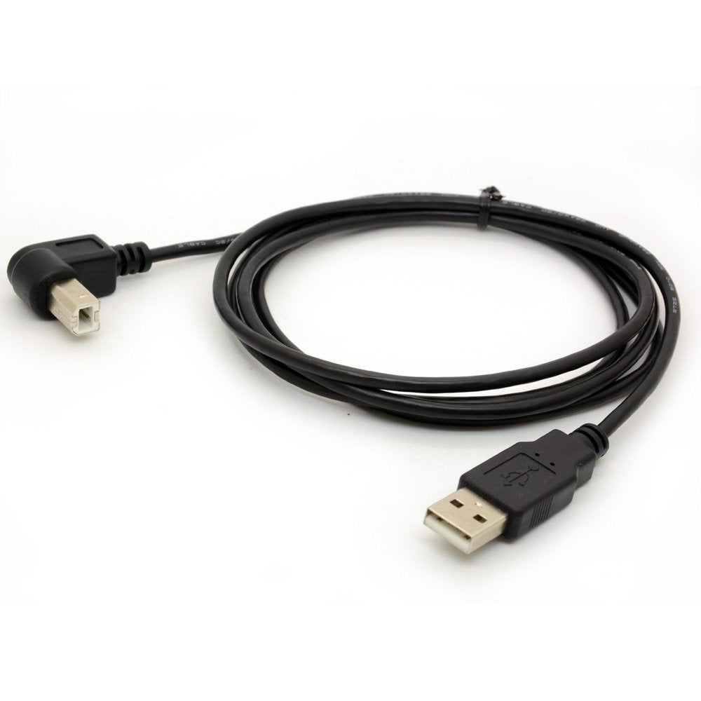 BSHTU 1.5M USB to Printer Adapter Cables 90 Degree USB 2.0 A Male to B Down Angle Plug Converter Lead 480Mbps High Speed Adaptor Scanner Extension