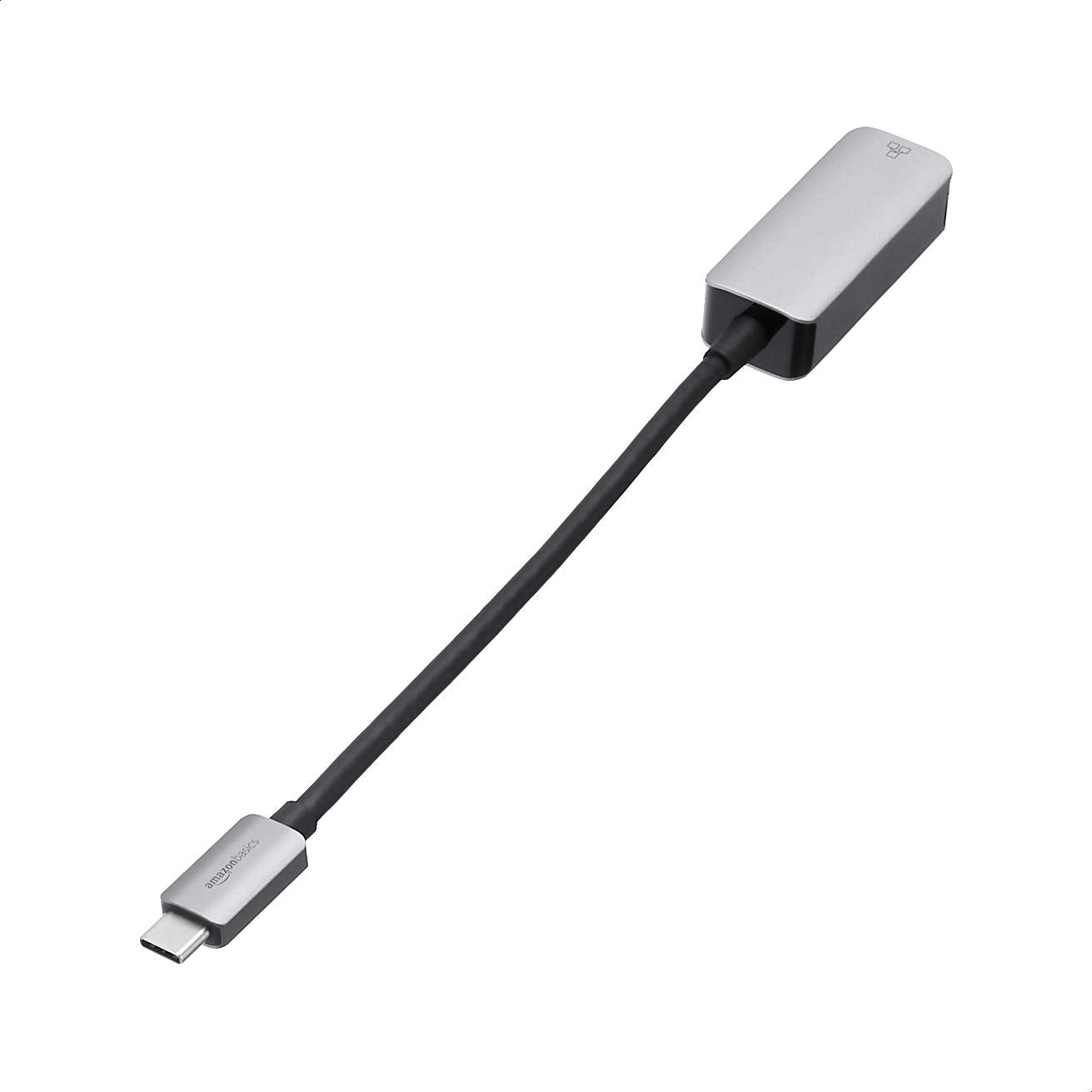 Amazon Basics Aluminum USB-C to RJ45 Gigabit Ethernet Adapter, Portable, Fast Network, Grey, 2.07 x 0.81 x 0.6 inches