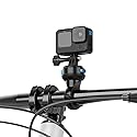 SUREWO Magnetic Quick Release Handlebar Bike Pole Mount, Motorcycle Handlebar Clamp Mount with Shock-Absorbing Base Compatible with Go Pro Hero