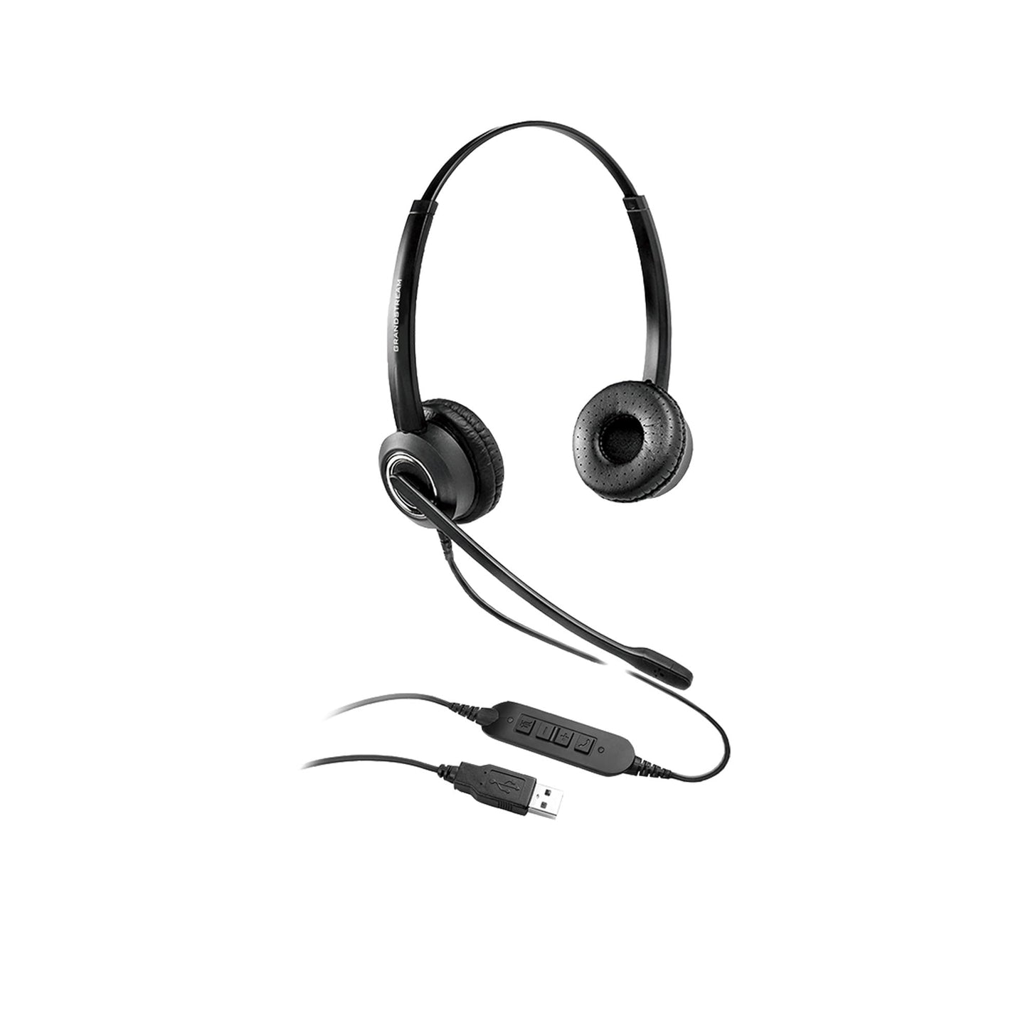Grandstream GUV3000 Headset - Stereo - USB Type A - Wired - 150 Ohm - 100 Hz - 7 kHz - Over-The-Head - Binaural - Supra-aural - 6.56 ft Cable - Noise…