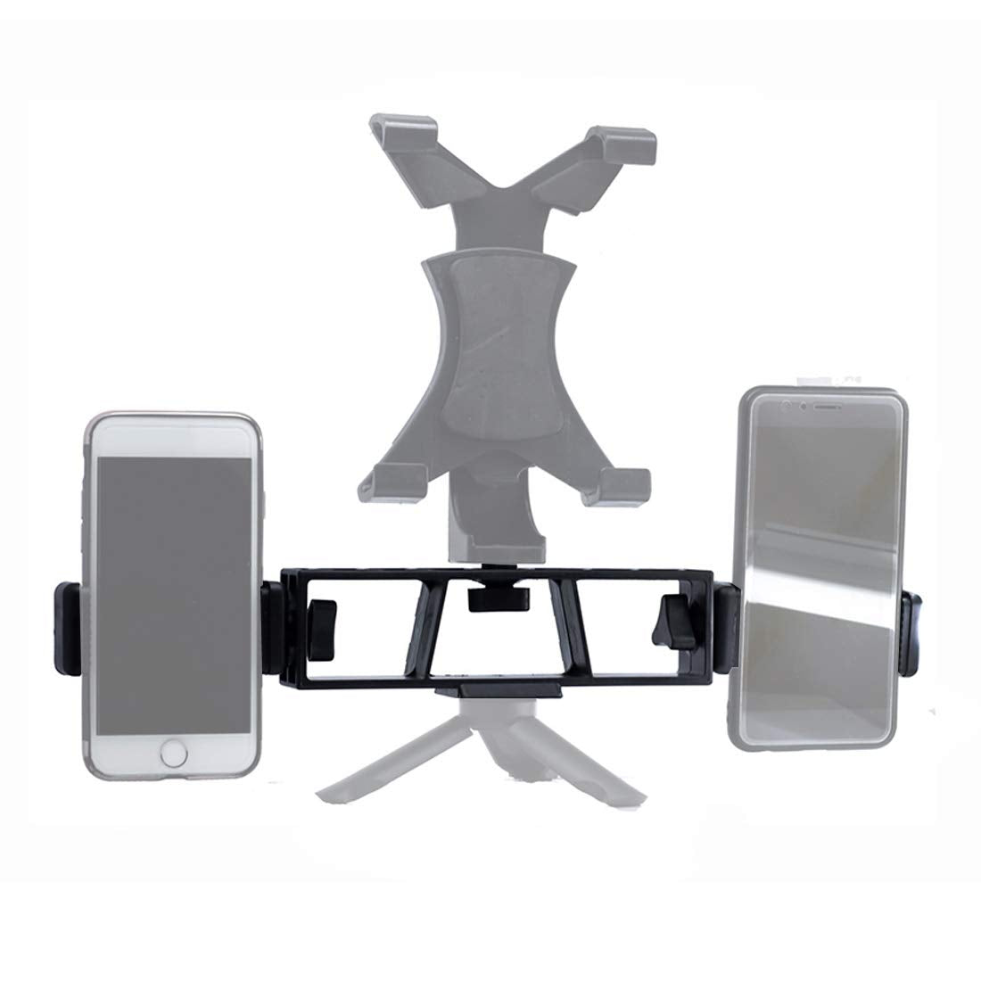 BGNing Multifunction 3in1 Mobile Phone Clip Live Photography Mount Bracket Tripod Head Support Holder Smarphone Stand Accessory (Black L)
