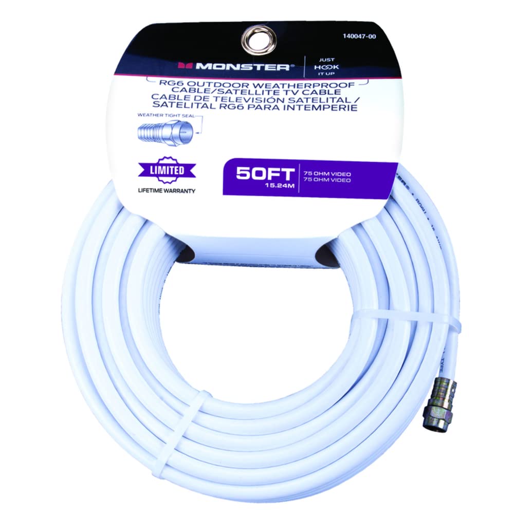 Monster Cable Video Coaxial Cable Digital 75 Ohm 50 ' Carded
