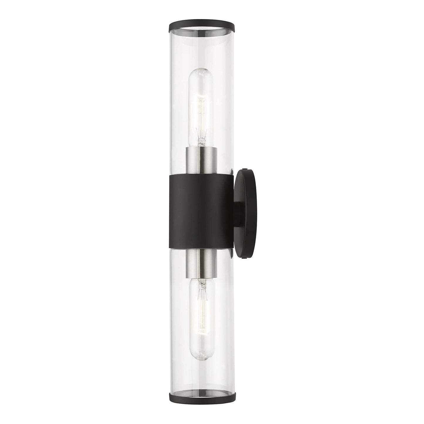 Livex Lighting 17282-04 Banca Collection 2 Light ADA Vanity Sconce, Black with Brushed Nickel Accent