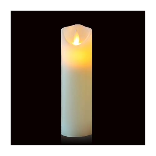 Friengood Flameless Candles Battery Operated LED Pillar Candle Real Wax Flickering Unscented Candles, Height 7", Ivory, Single Pack