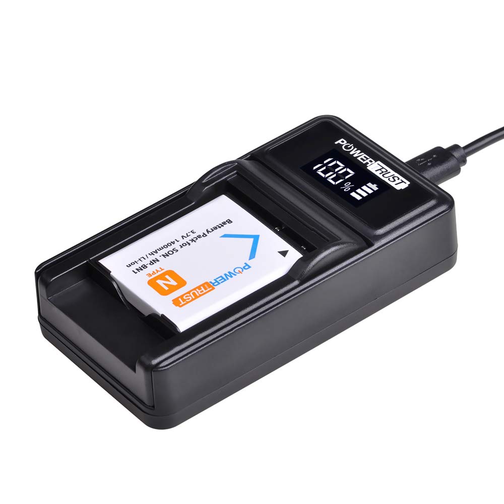PowerTrust 1x NP-BN1 NPBN1 Battery and LED USB Charger for Sony DSC TX9 T99 WX5 TX7 TX5 W390 W380 W350 W320 W360 QX100 W370 W730 W150 Camera Batteries