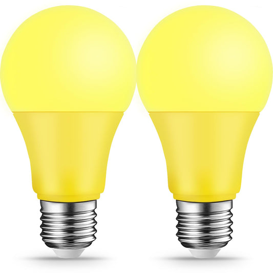 KQHBEN Bug Light Bulbs LED Yellow Bulb for Outside, 9W (6W Equivalent), E26 Base Amber Bug Light for Porch, Patio, Deck, Backyard, Hallway
