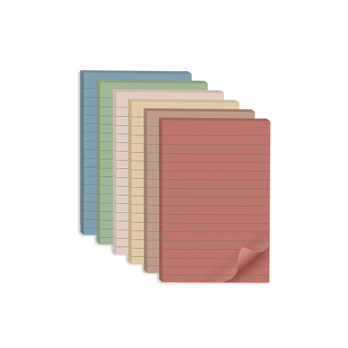 (6 Pack) Lined Sticky Notes 4x6 in,Vintage Large Notepads with Lines