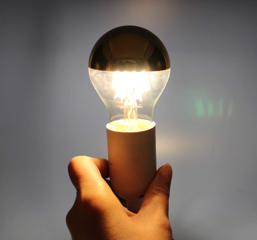 K JINGKELAI Half Chrome Light Bulb A60 6W(60W Equivalent) LED Filament Vintage Edison Bulb with Half Chrome Gold,for Home Lighting,Warm White 2700K,4