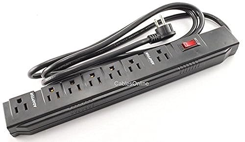 CablesOnline, Power Strip with 5 Horizontal + 2 Adapter Outlets w/6-foot Cable, SP-036