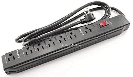 CablesOnline, Power Strip with 5 Horizontal + 2 Adapter Outlets w/6-foot Cable, SP-036