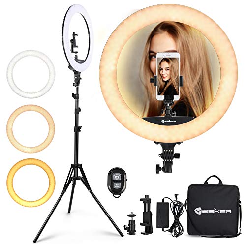 Ring Light 18 Inch LED Ringlight Kit with 73 inch Tripod Stand with Phone Holder Adjustable 3200-6000k Color Temperature Circle MUA Lighting