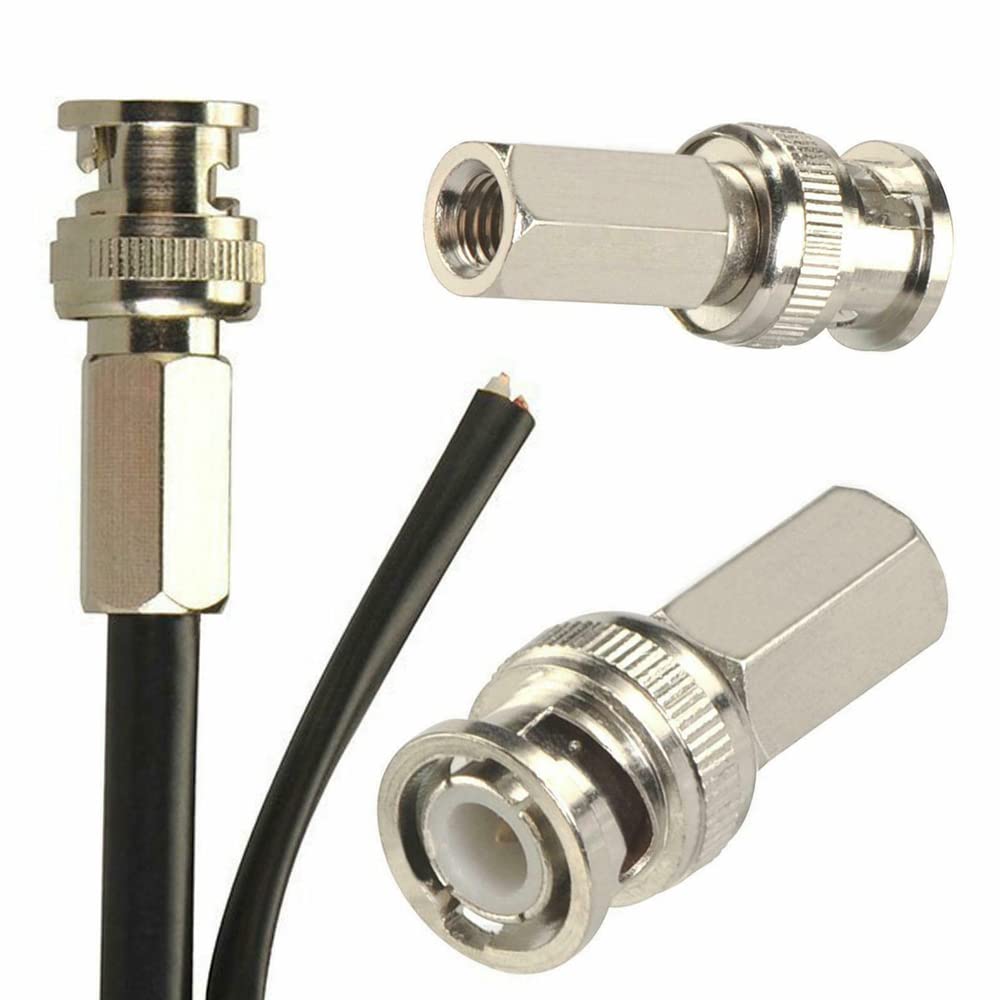 V-Fiabilidad 25PCS RG59 Coaxial Cable Connector, CCTV Twist On BNC Male Plug RF Coax Connector Surveillance Cable Adapter for CCTV IP Camera Security