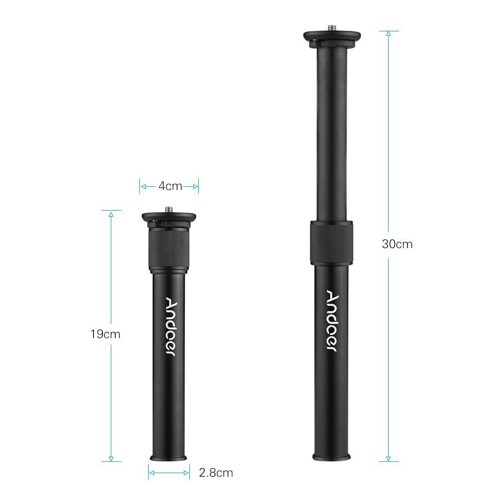 Andoer Camera Extension Pole - Extendible Tripod Center Column Shaft, Aluminum Alloy Mono Pole Extension Tube, Carbon Fibre Centre Column