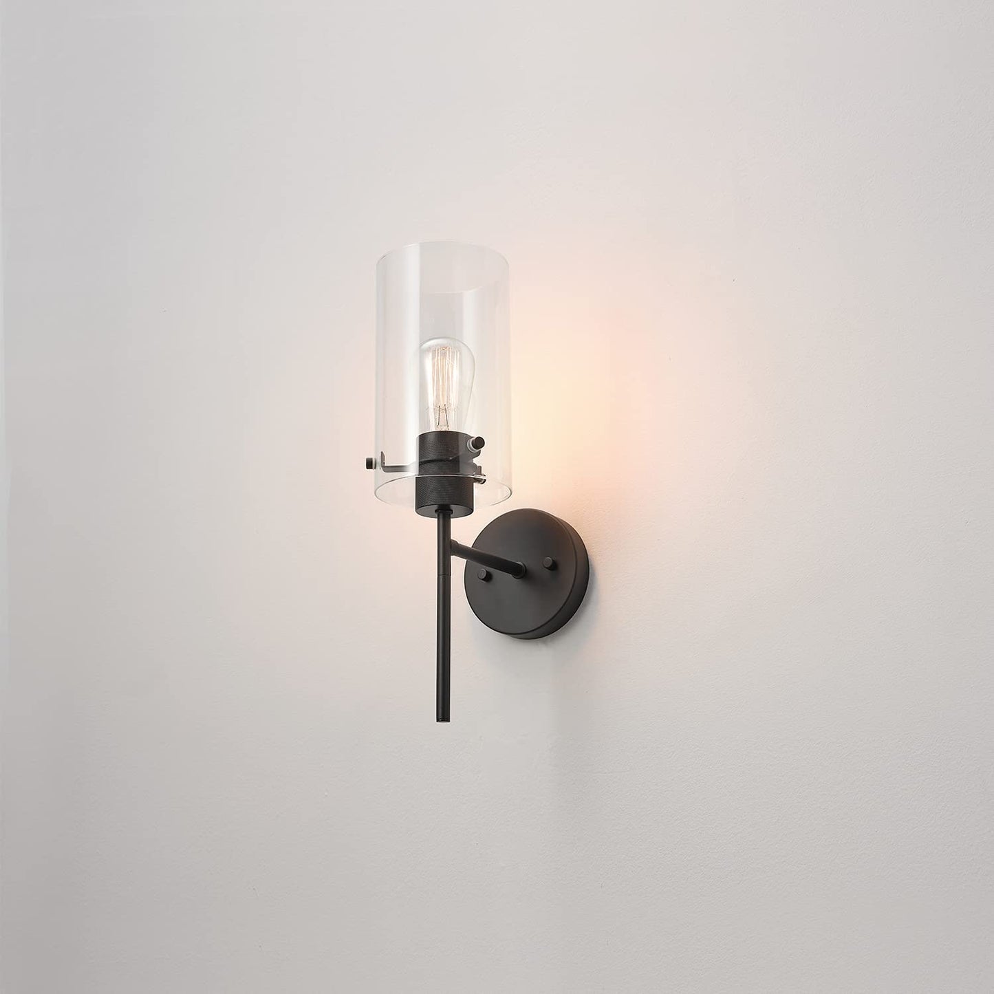 Globe Electric 51860 Pisaq 1-Light Wall Sconce, Matte Black, Clear Glass Shade, Bulb Not Included