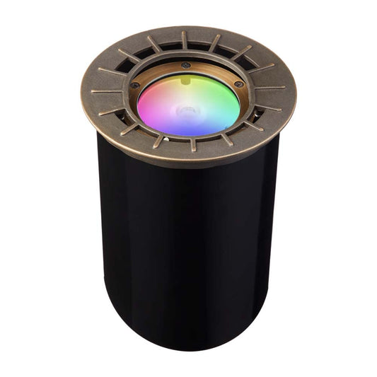 VOLT 12V Waterproof IP68 Color Changing RGBW LED Brass Well Light (Bronze) with Remote Control for Low Voltage Landscape Lighting of Outdoor Walkway