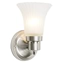 Design House Village Traditional 1-Light Indoor Dimmable Wall Sconce, Frosted Flute Glass, Twist On/Off Switch, Bathroom Bedroom Hallway, Satin