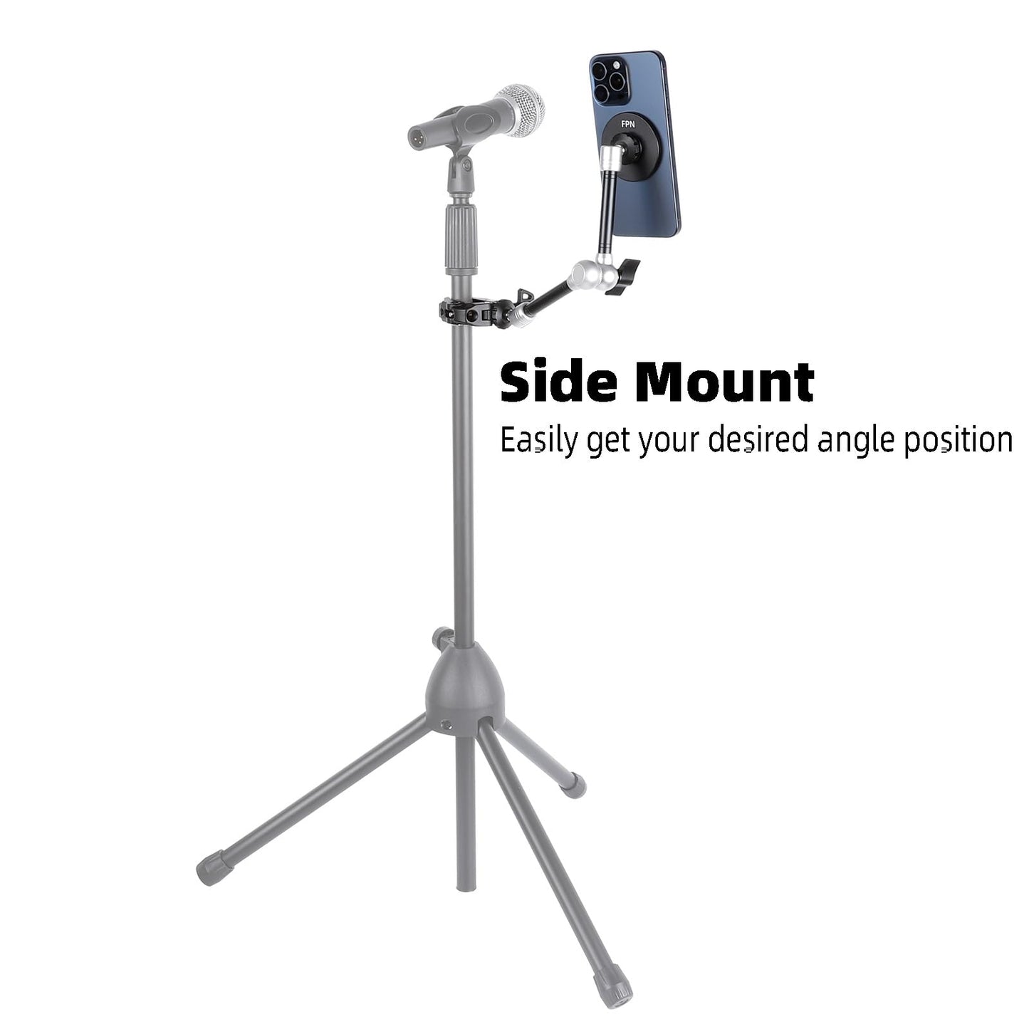 FPN All-Metal Magnetic Phone Holder with Super Clamp&10? Long Arm for Magsafe, Adjustable Rear View Mirror Phone Holder Mount for Car/Truck/Handlebar