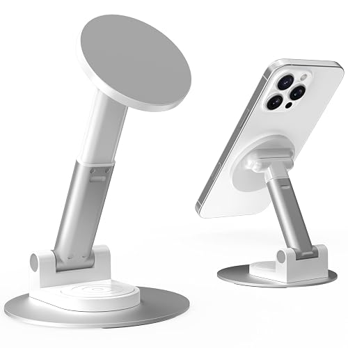 HZZADZXW Magnetic Phone Stand for MagSafe, Compatible for All Smartphones with Metal Ring, Height Adjustable Stand with 360° Rotation, Compatible