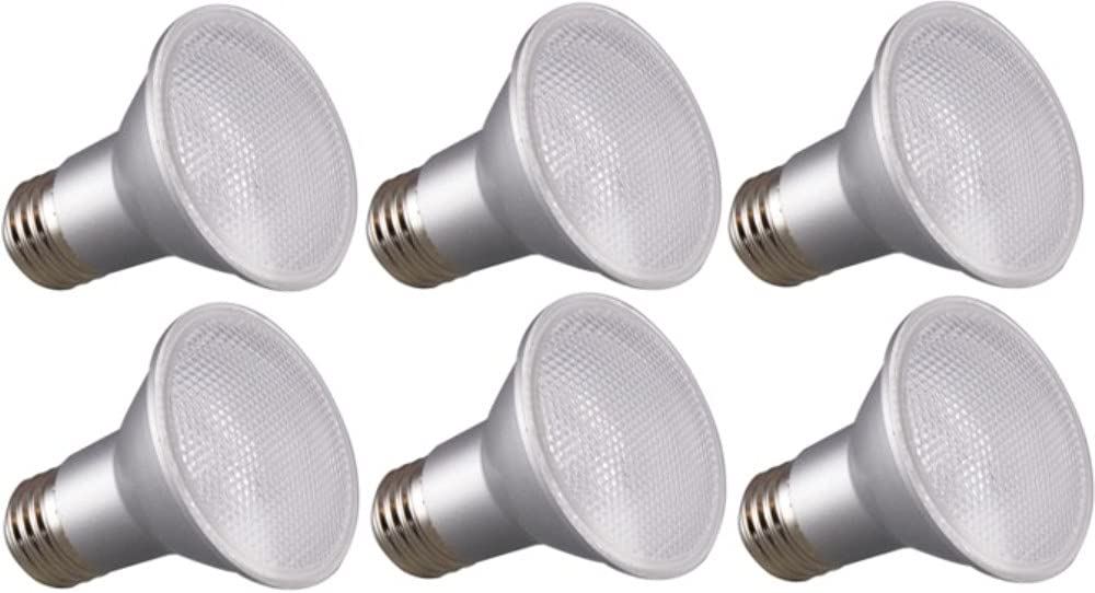Satco S29401 Medium Base LED Light Bulb; Silver Housing; 120 Volts; 6.5 Watts; 520 Lumens; PAR20 Shape; E26 ANSI Base; 3000 CCT (Kelvin); Warm White