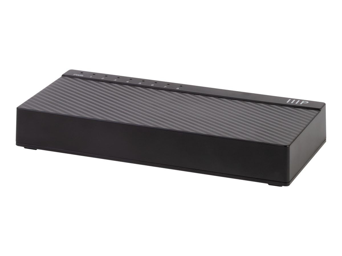 Monoprice 8-Port Gigabit Ethernet Unmanaged Desktop Switch - 10/100/1000Mbps, RJ45, IEEE 802.3ab, Plug-n-Play, Fanless Design, Jumbo Frame Support